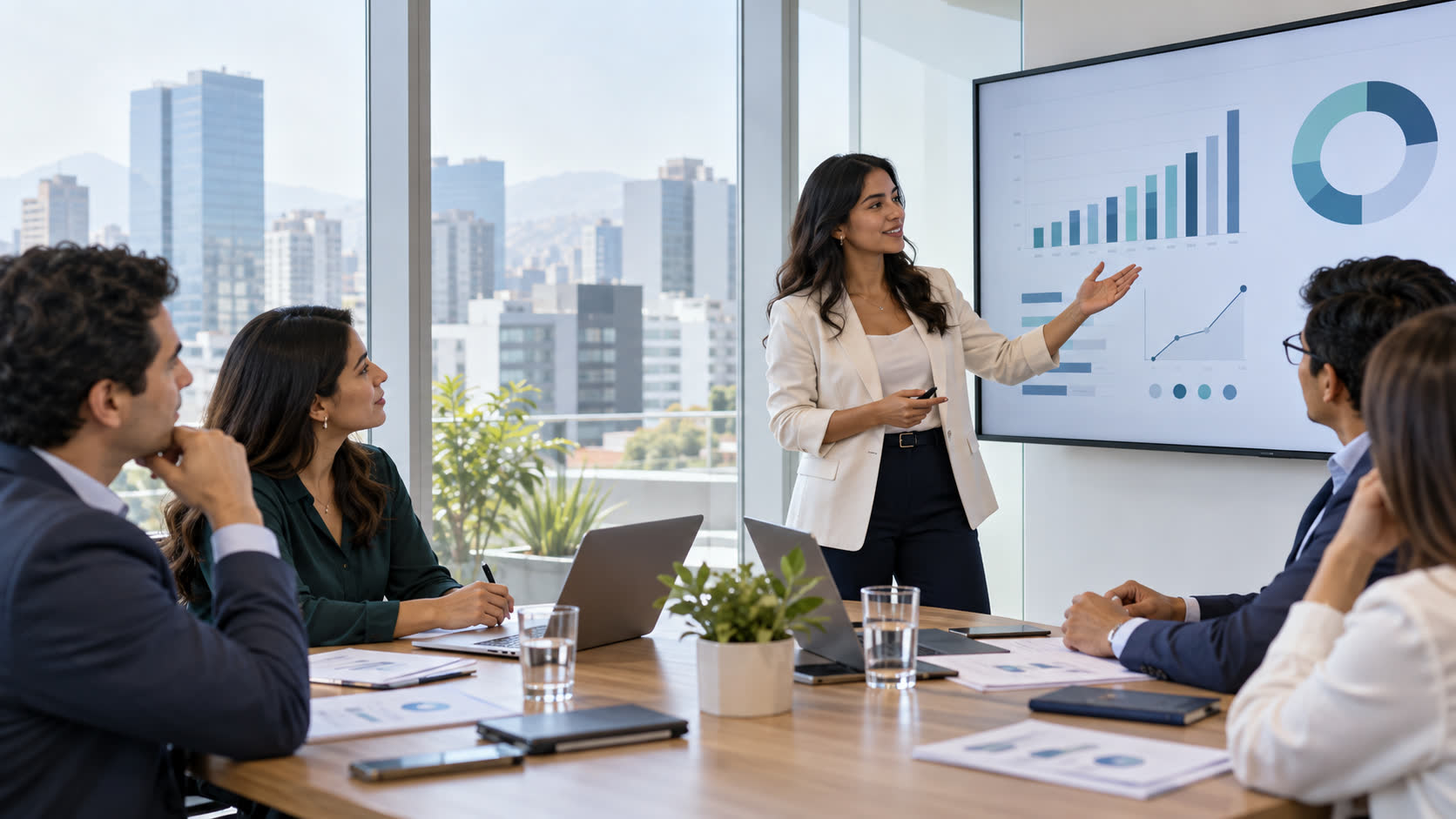 Sesión de formación con presentación de datos